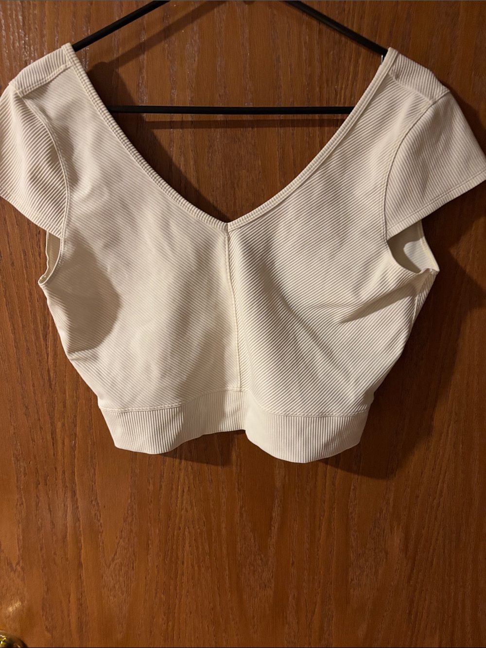 lululemon athletica Cream Ribbed V-Neck Crop Top